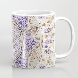Flower of Life Dot Art Pastels, purples and gold Mug