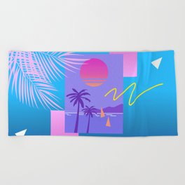 Memphis pattern 80 - 80s / 90s Retro / summer palm tree Beach Towel