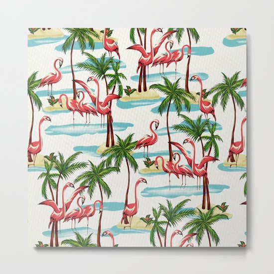 Trump Flamingo Pattern Metal Print