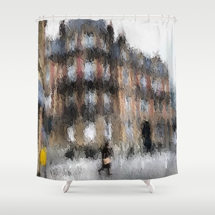 Rainy Day Walk Digital Art Illustration Shower Curtain