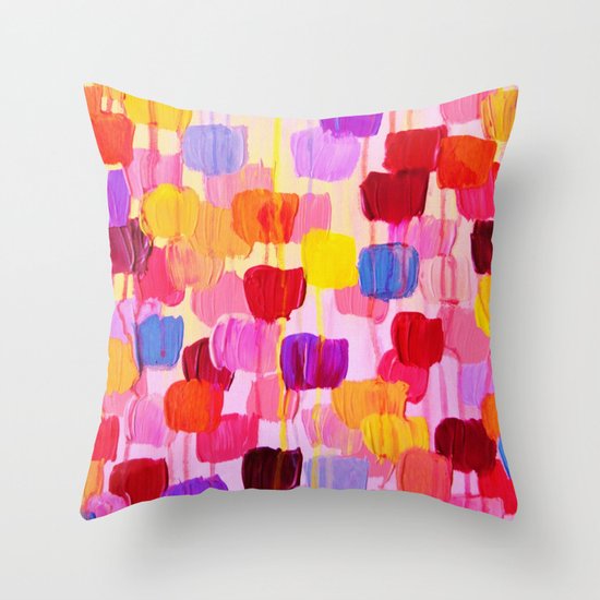 DOTTY in Pink - October Special Revisited Bold Colorful Square Polka Dots Original Abstract Painting Throw Pillow