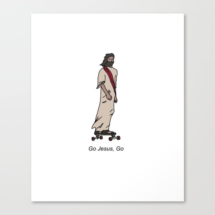 Jesus on a Skateboard Canvas Print