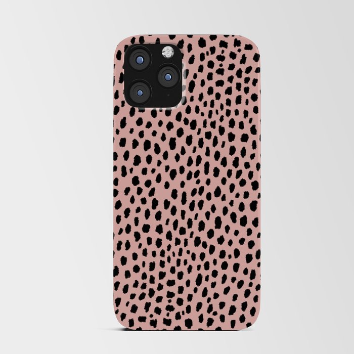 Pink and Black Dalmatian Spots (black/pink) iPhone Card Case