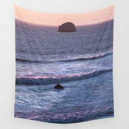 Pink Summer Sunset III - Ocean Beach Landscape Wall Tapestry