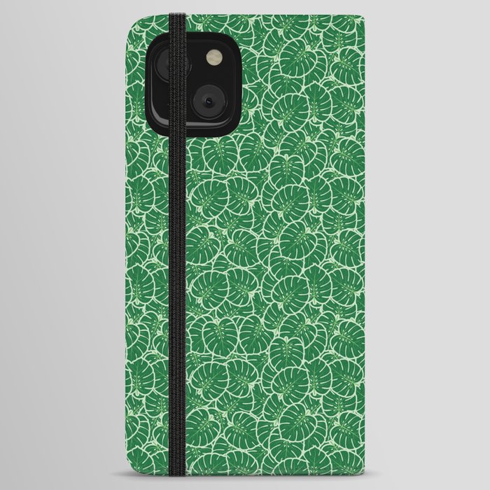 Green leaves of monstera iPhone Wallet Case