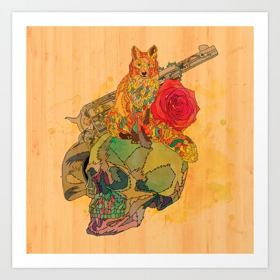 Fox & Rose Art Print