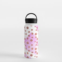 Abstract Elegant Rose Gold Pink Watercolor Polka Dots Water Bottle