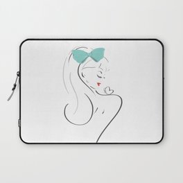 fashion girl illustration with green bow Laptop Sleeve