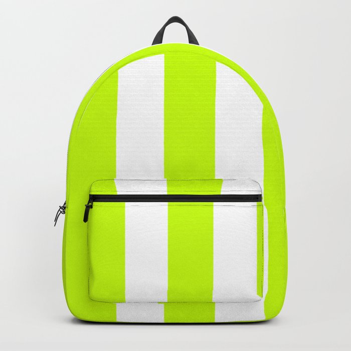 Fluorescent yellow - solid color - white vertical lines pattern Backpack
