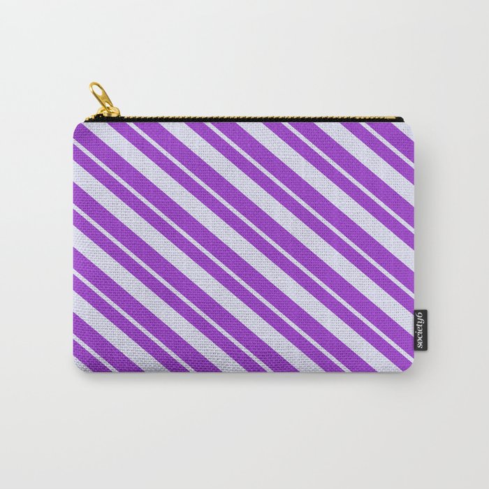 Lavender and Dark Orchid Colored Striped/Lined Pattern Carry-All Pouch