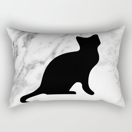Marble black cat Rectangular Pillow