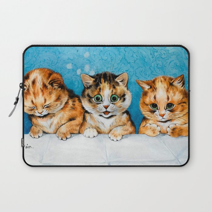 Three Sweet Little Kittens, Din-din Please! by Louis Wain Laptop Sleeve
