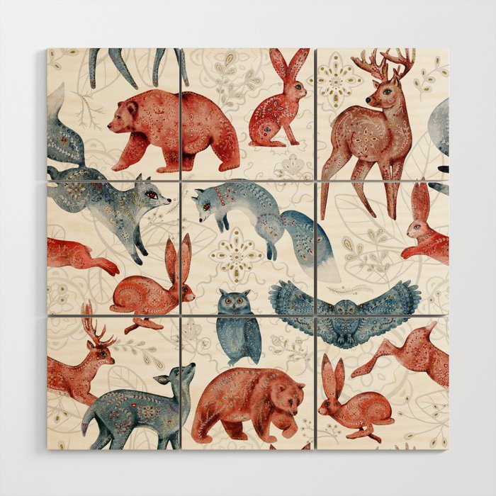 Animals in the forest Wood Wall Art