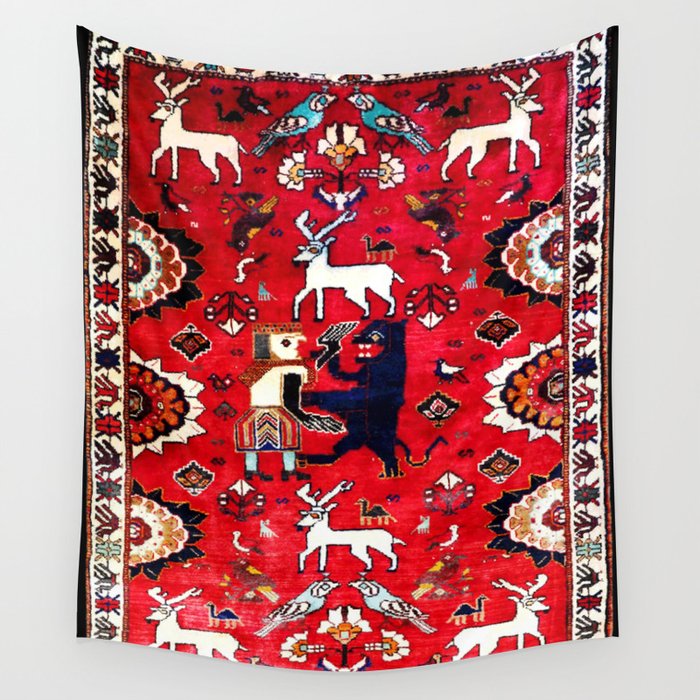 Qashqa’i Fars Southwest Persian Hunting Rug Print Wall Tapestry