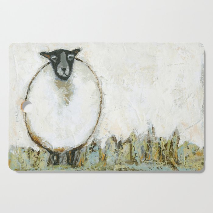 Wide Sheep in Field  Cutting Board