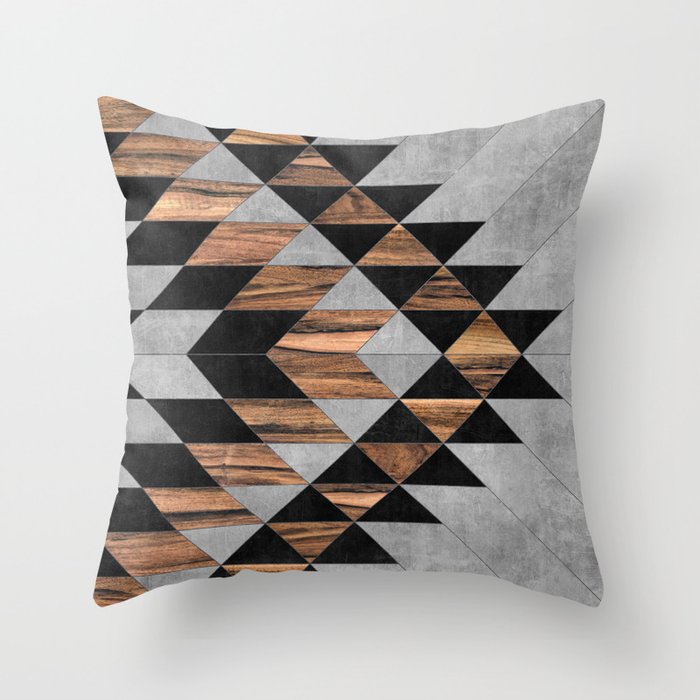 Urban Tribal Pattern No.10 - Aztec - Concrete and Wood Throw Pillow by ...