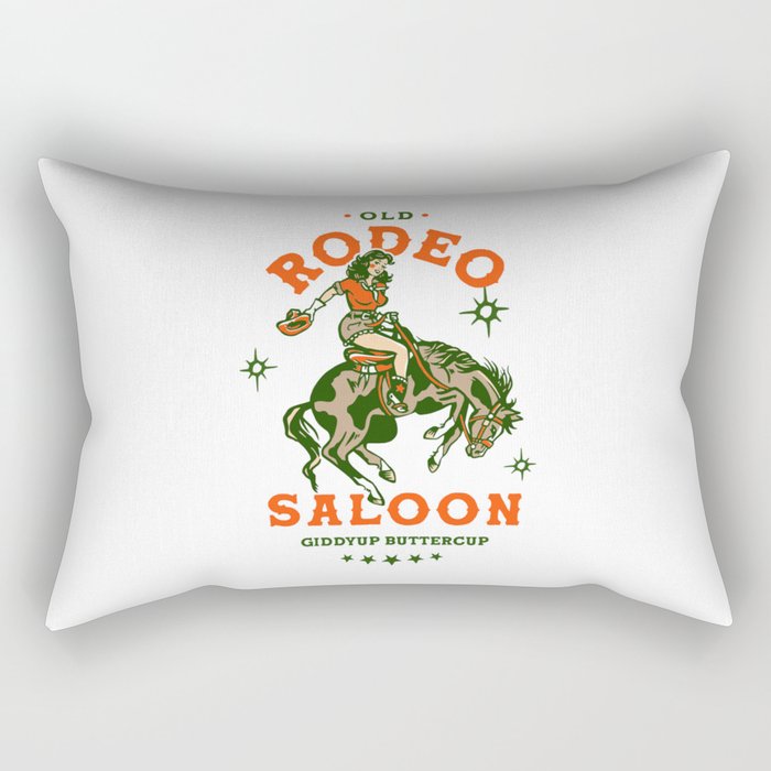 Old Rodeo Saloon: Giddy Up Buttercup. Vintage Cowgirl Pinup Art Rectangular Pillow