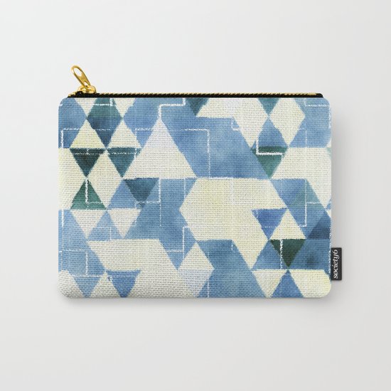 Abstract Blue Triangles, Watercolor Pattern Carry-All Pouch