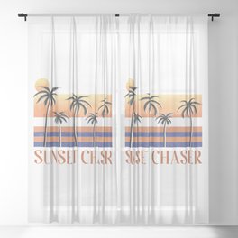 Sunset Chaser Retro Summer Sheer Curtain
