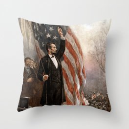 President Lincoln Giving A Speech Throw Pillow
