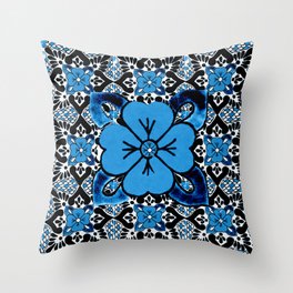 talavera mexican tile in blu and grey Throw Pillow