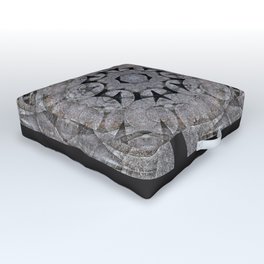 Gothic Romanesque Stone Architecture Mandala Pattern Outdoor Floor Cushion
