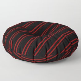 [ Thumbnail: Black & Dark Red Colored Striped Pattern Floor Pillow ]
