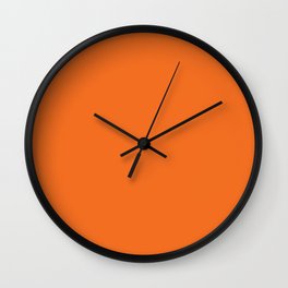 Solid Hot Orange Color Wall Clock