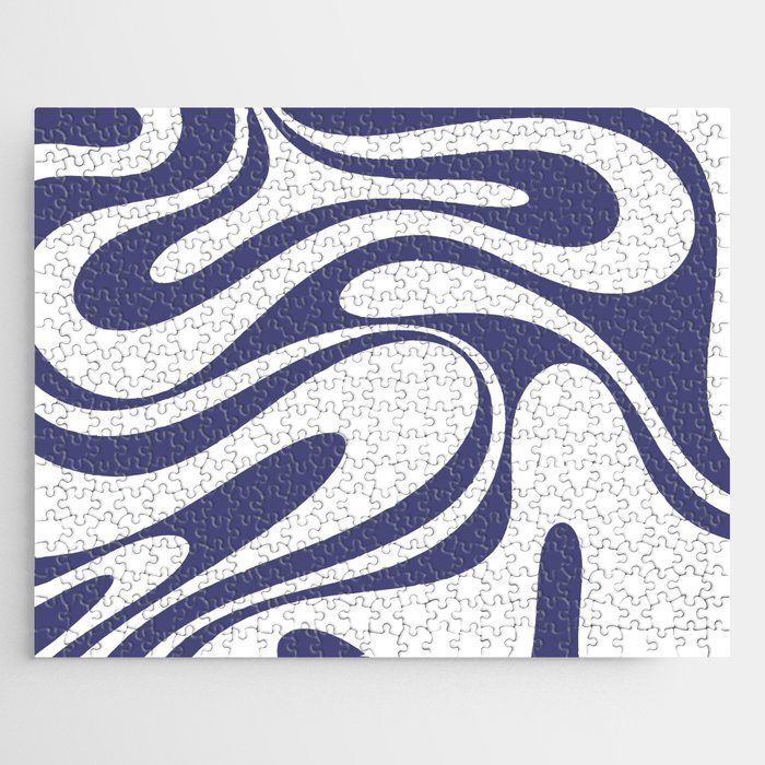 Retro Fantasy Swirl Abstract in Purple and White Jigsaw Puzzle