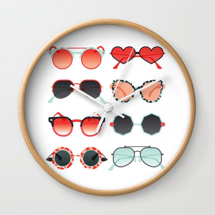 Sunglasses Collection – Red & Mint Palette Wall Clock