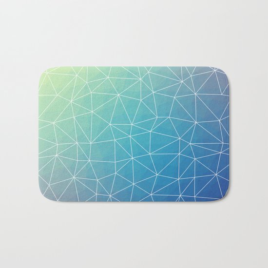 Abstract Blue Geometric Triangulated Design Bath Mat