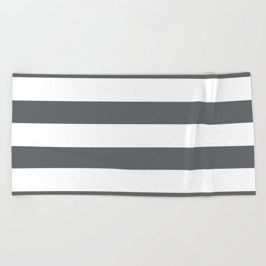 Simply Striped in Storm Gray and White Beach Towel