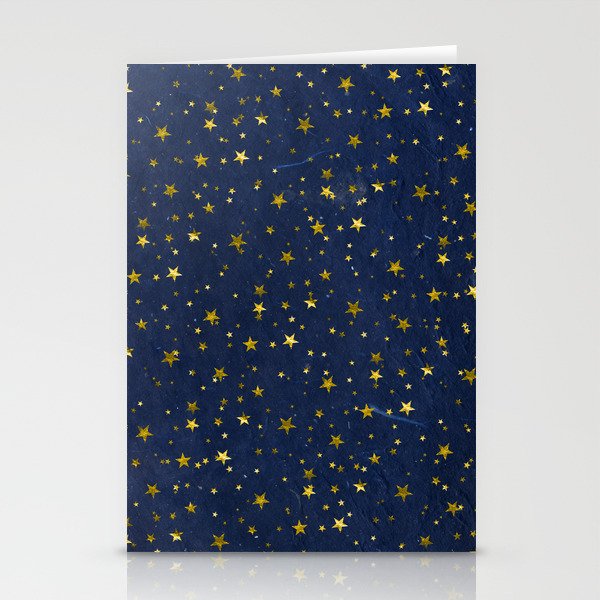 Golden Stars on Blue Background Stationery Cards