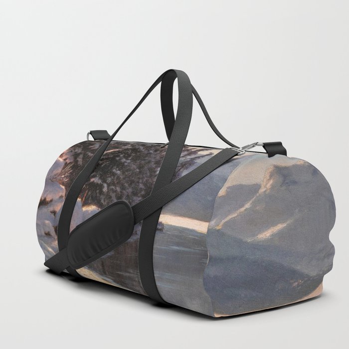 Winter Sunrise Lakeside in the Mountains by Ivan Fedorovich Choultsé Duffle Bag
