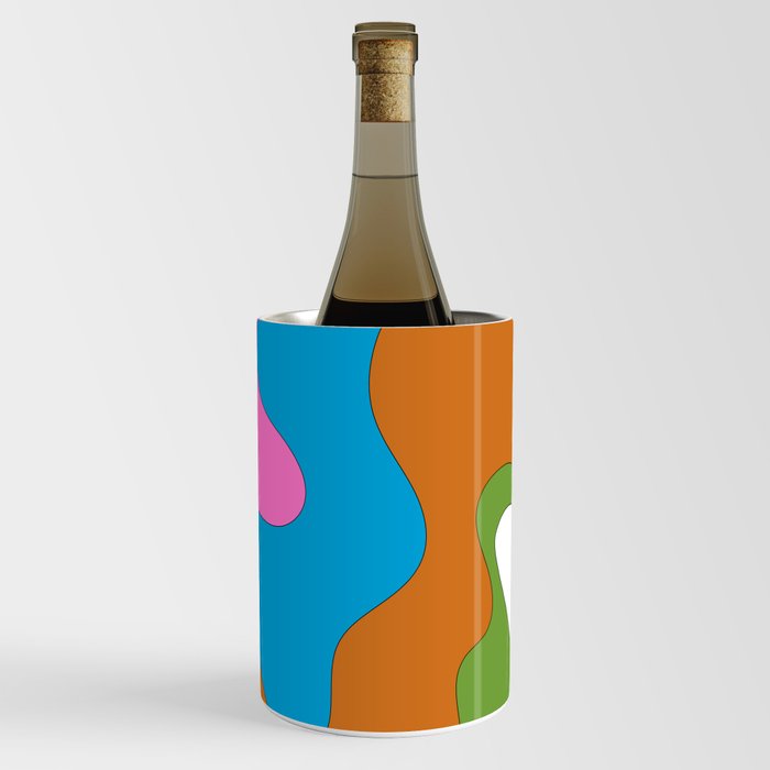 Liquid - Colorful Retro Fluid Summer Vibes Beach Design Rainbow Pattern II Wine Chiller