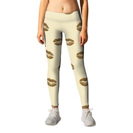 Gold Kiss On Cream Texture Collection Leggings