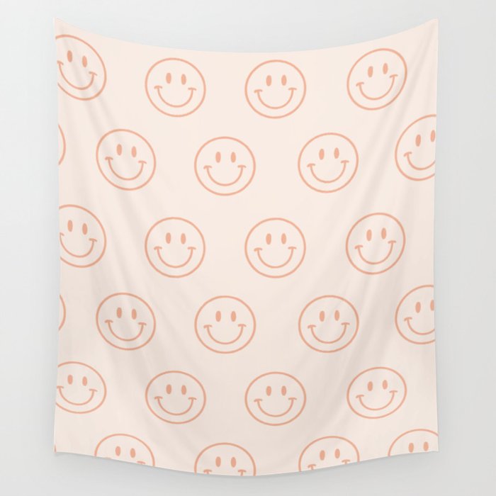 Beige/Peach Smiley Pattern Wall Tapestry