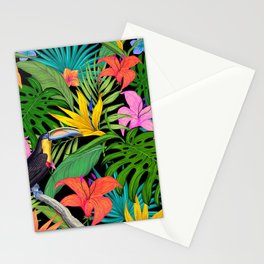 Toucan Hibiscus Floral Colorful Pattern Stationery Card