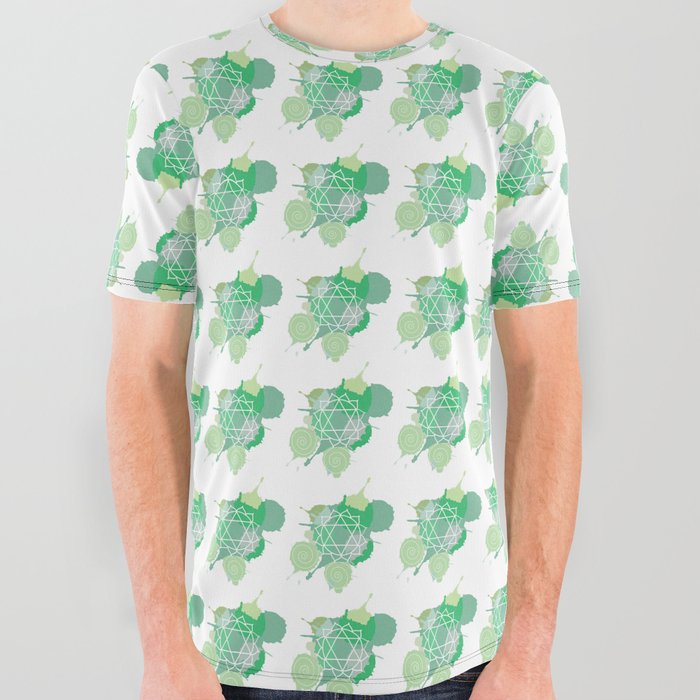 Anahata chakra Meditation aura and fourth of the seven chakras symbol All Over Graphic Tee