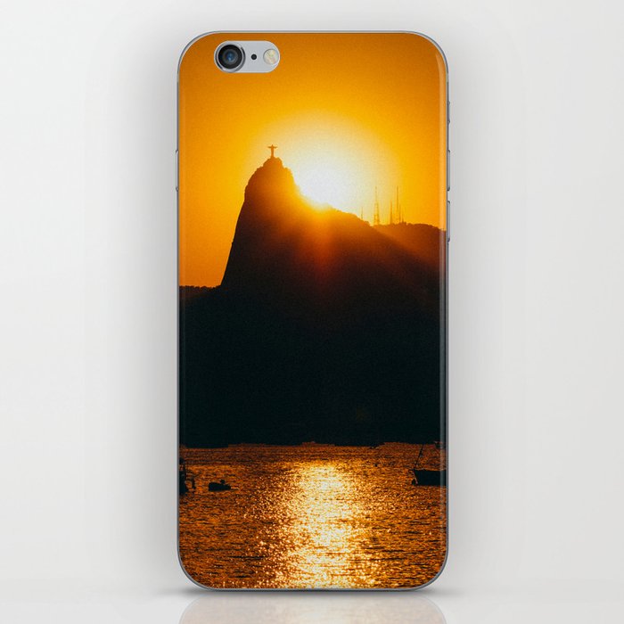 Brazil Photography - Sunset Behind Christ The Redeemer iPhone Skin