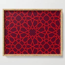 Red Color Arab Square Pattern Serving Tray