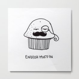 english muffin Metal Print | Food, Illustration, Funny, Black and White 