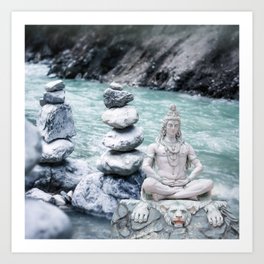 Shiva and Zen Stones Art Print