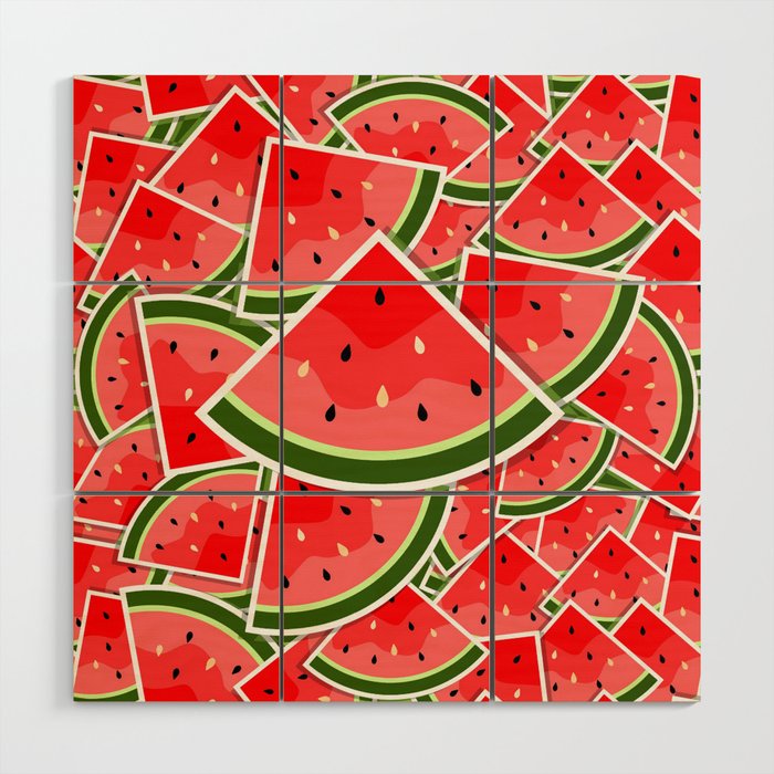 Tropical Watermelon Pattern Wood Wall Art