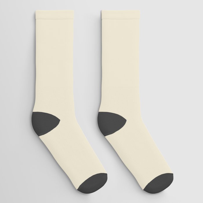 Bone Off White Solid Color Pairs PPG Morocco Sand PPG1096-2 - All One Single Shade Hue Colour Socks