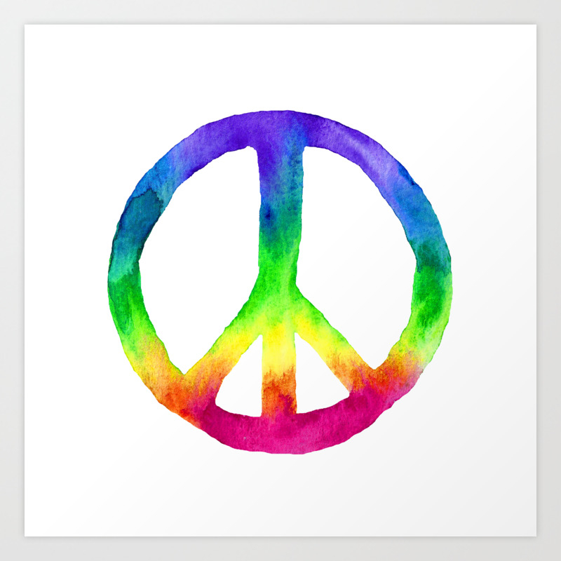 Rainbow Watercolor Peace Sign Art Print By Laurabethlove Society6