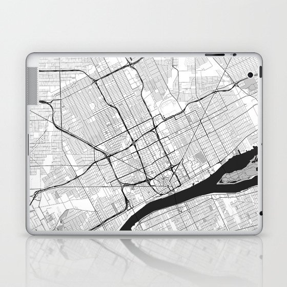 Detroit Map Gray Laptop & iPad Skin