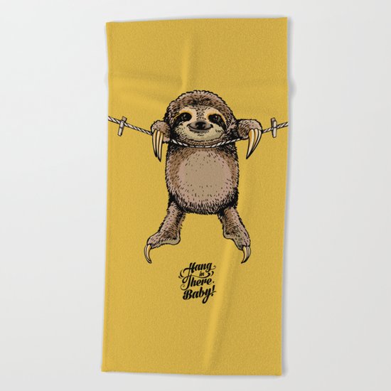 Hang in There Baby Sloth Beach Towel