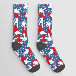 Ice Hockey Player USA American Flag Camo Camouflage Pattern Socks