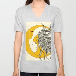 Sun and Moon V Neck T Shirt